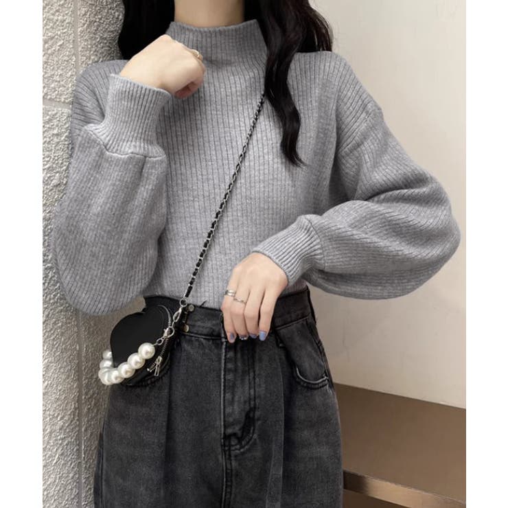韓国風リブニットトップスハイネックニット | Miniministore | 詳細画像3 