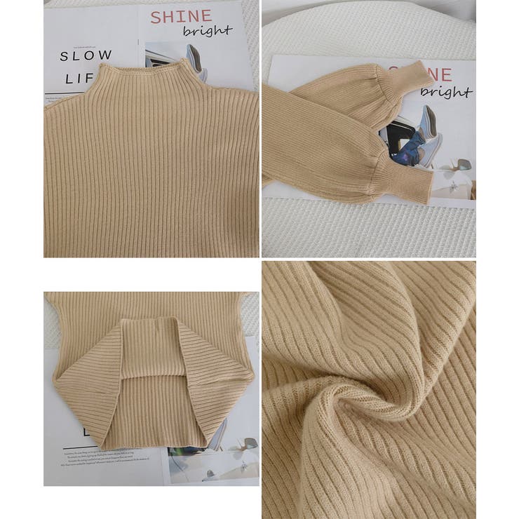韓国風リブニットトップスハイネックニット | Miniministore | 詳細画像34 