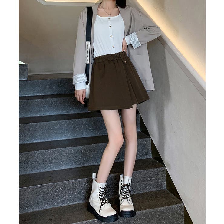 プリーツキュロットパンツ ウール風 秋冬 | Miniministore | 詳細画像14 