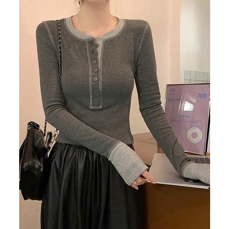 配色ヘンリーシャツハーフボタンカットソー | Miniministore | 詳細画像23 