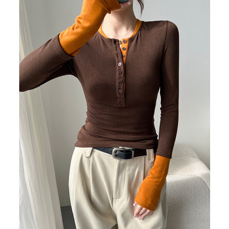 配色ヘンリーシャツハーフボタンカットソー | Miniministore | 詳細画像27 