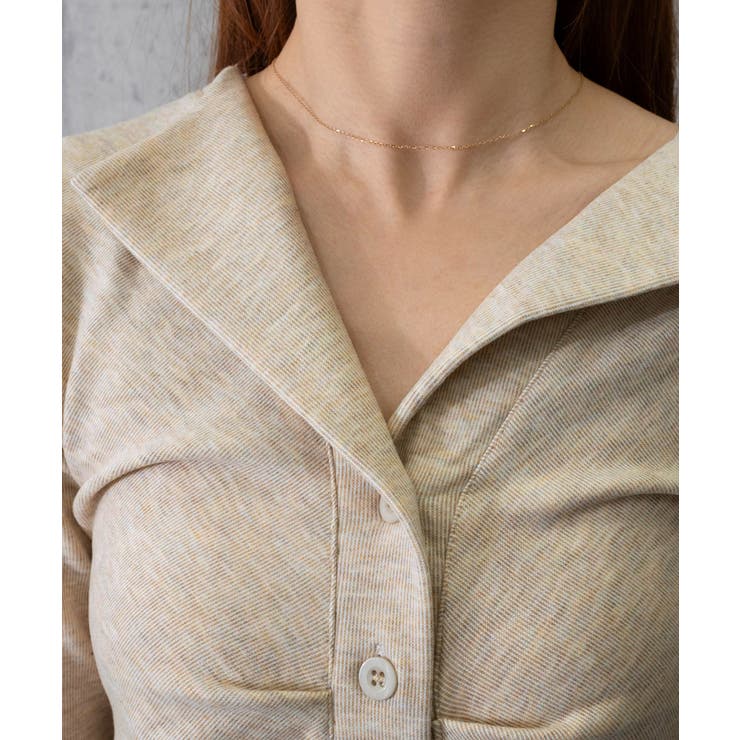 オープンカラーフロントギャザートップス | Miniministore | 詳細画像20 