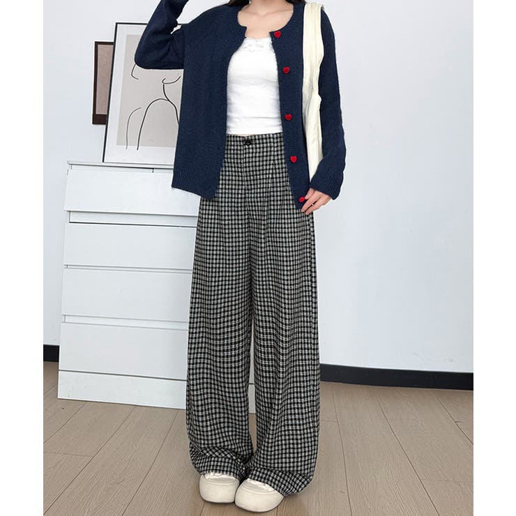 チェック柄ワイドパンツハイウエスト 秋冬 | Miniministore | 詳細画像12 