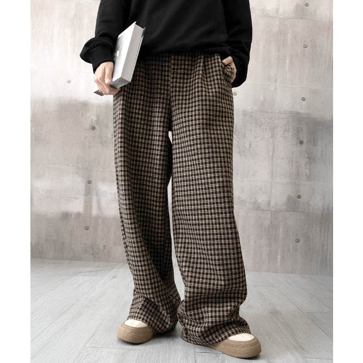 チェック柄ワイドパンツハイウエスト 秋冬 | Miniministore | 詳細画像25 