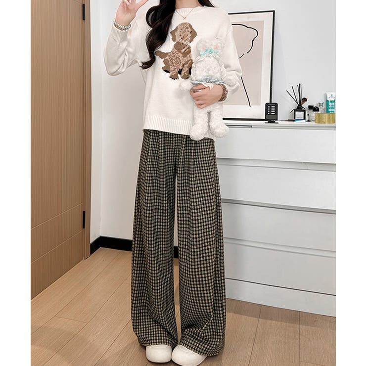 チェック柄ワイドパンツハイウエスト 秋冬 | Miniministore | 詳細画像5 