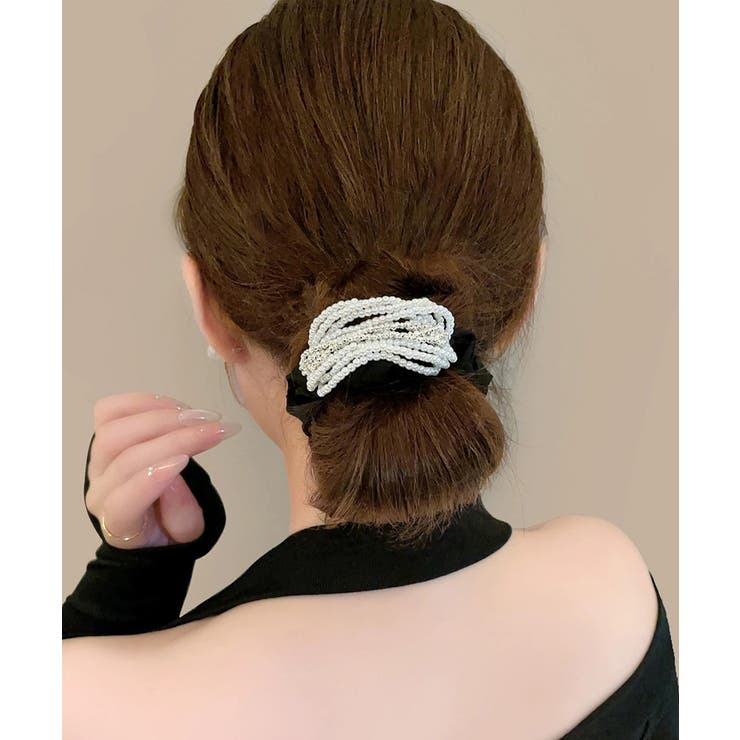 ホワイト | シュシュ ヘアゴム パール 髪飾り | Miniministore