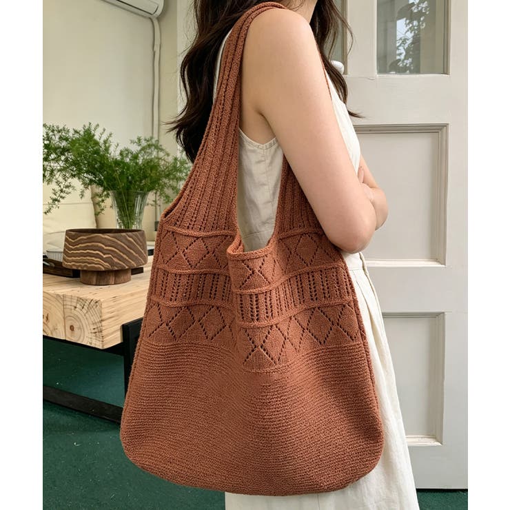 キャメル | ニットバッグ ショルダーバッグ レディース | SUNSHINE CLOSET