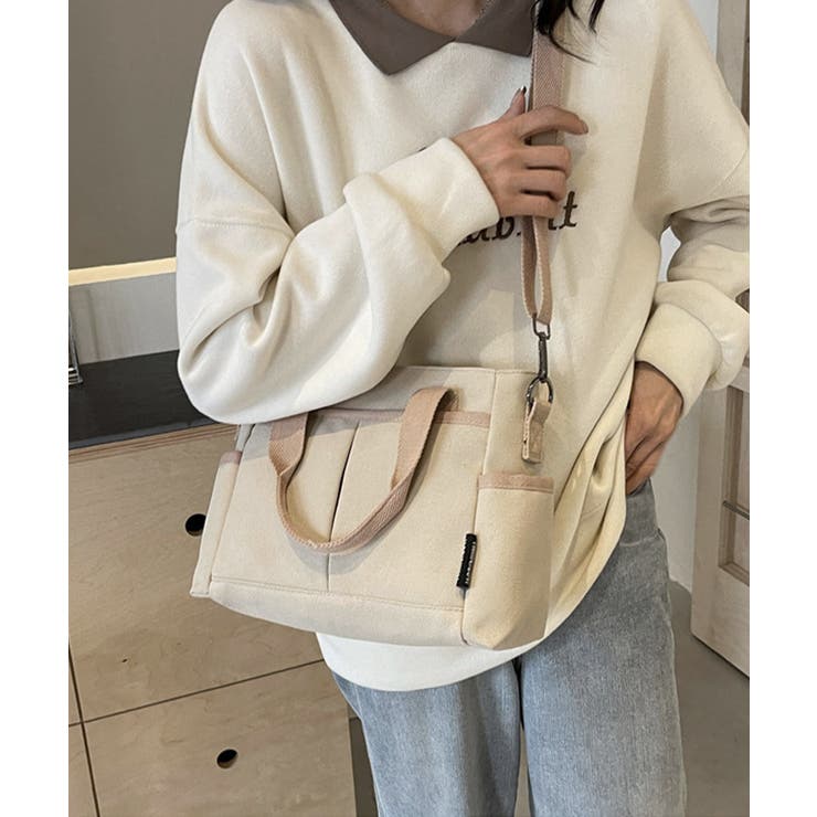 ベージュ | キャンバストートバッグ 無地肩掛けバッグ | Miniministore