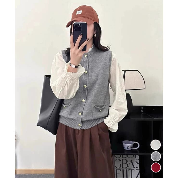 上品ニットベスト 前開きジレ | Miniministore | 詳細画像1 