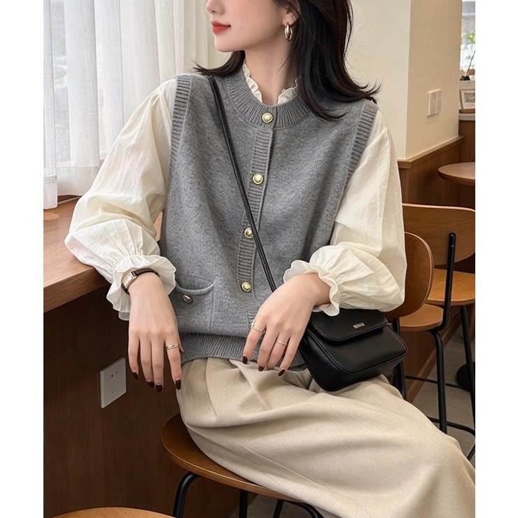 上品ニットベスト 前開きジレ | Miniministore | 詳細画像3 