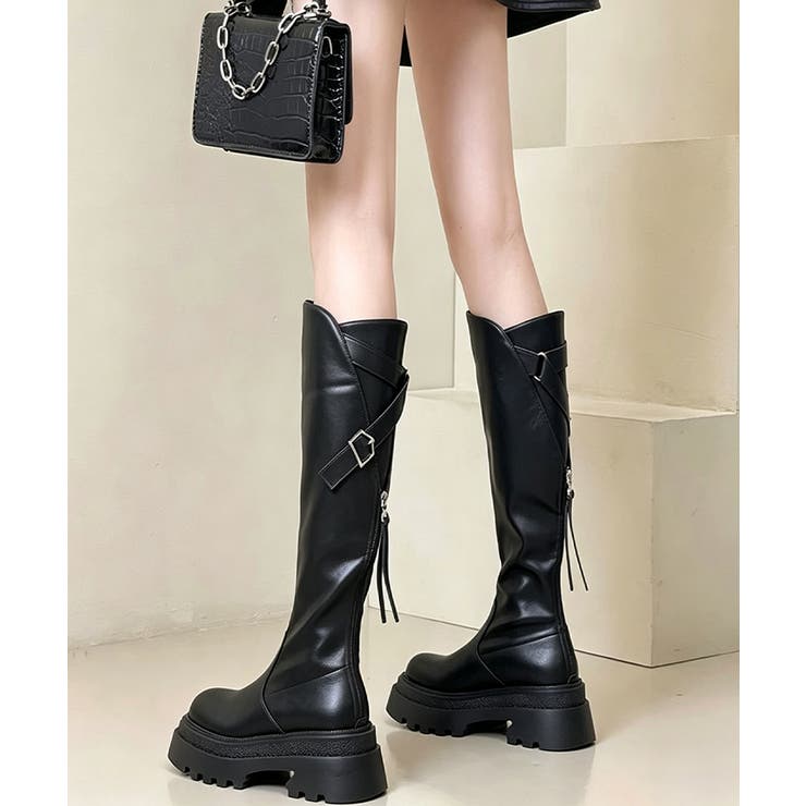ブラック | ラウンドトゥ ジョッキーブーツレディース ボリュームソール | SUNSHINE CLOSET