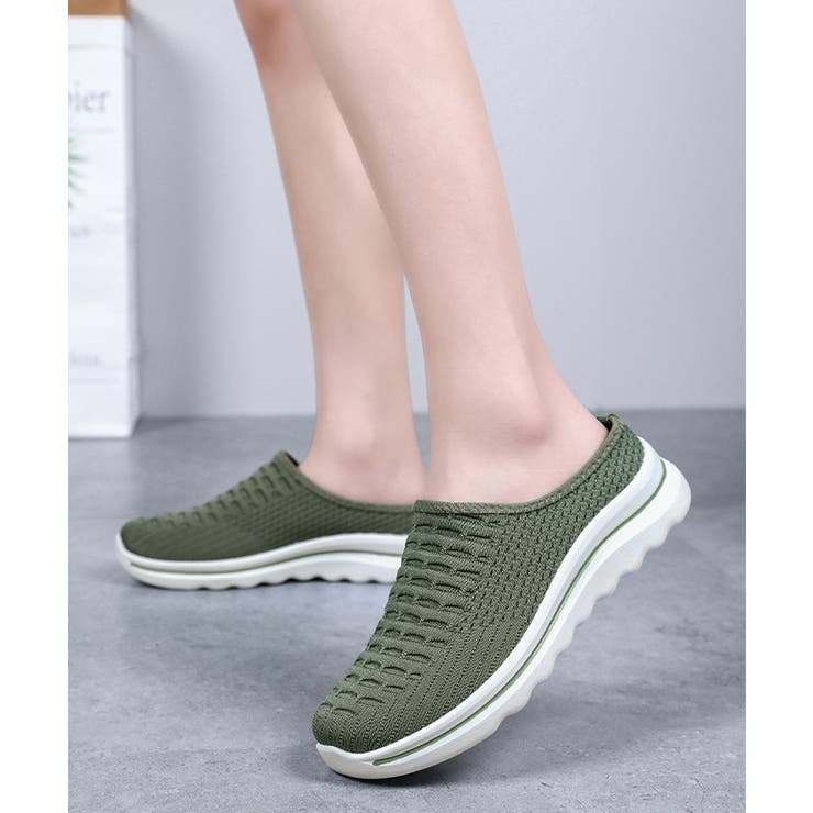 カーキ | メッシュニットスリッポン厚底 快適靴軽量 | Miniministore