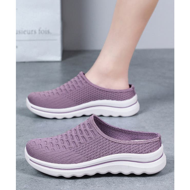 パープル | メッシュニットスリッポン厚底 快適靴軽量 | Miniministore