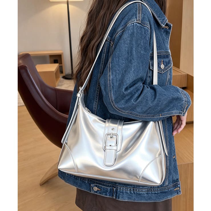 シルバー | レディース上品フェイクレザー バッグ韓国風ハンドバッグ 高見え肩掛け鞄 | SUNSHINE CLOSET