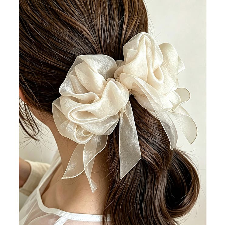 アイボリー | 大人可愛い シフォンシュシュ おしゃれヘアアクセサリー | SUNSHINE CLOSET