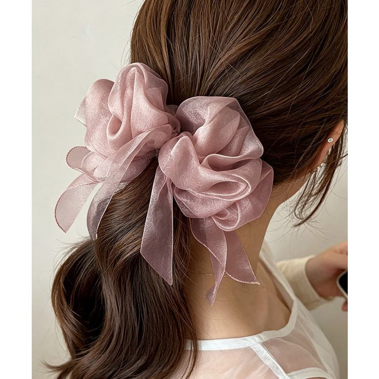 スモークピンク | 大人可愛い シフォンシュシュ おしゃれヘアアクセサリー | SUNSHINE CLOSET