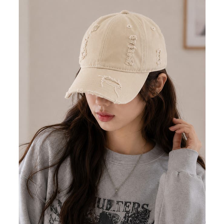 アイボリー | ヴィンテージデニムキャップ ダメージ加工 | Miniministore