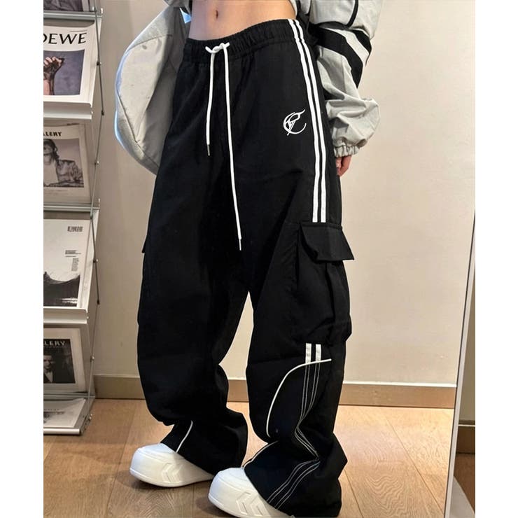 ブラック | カーゴパンツ サイドライントラックパンツ | Miniministore