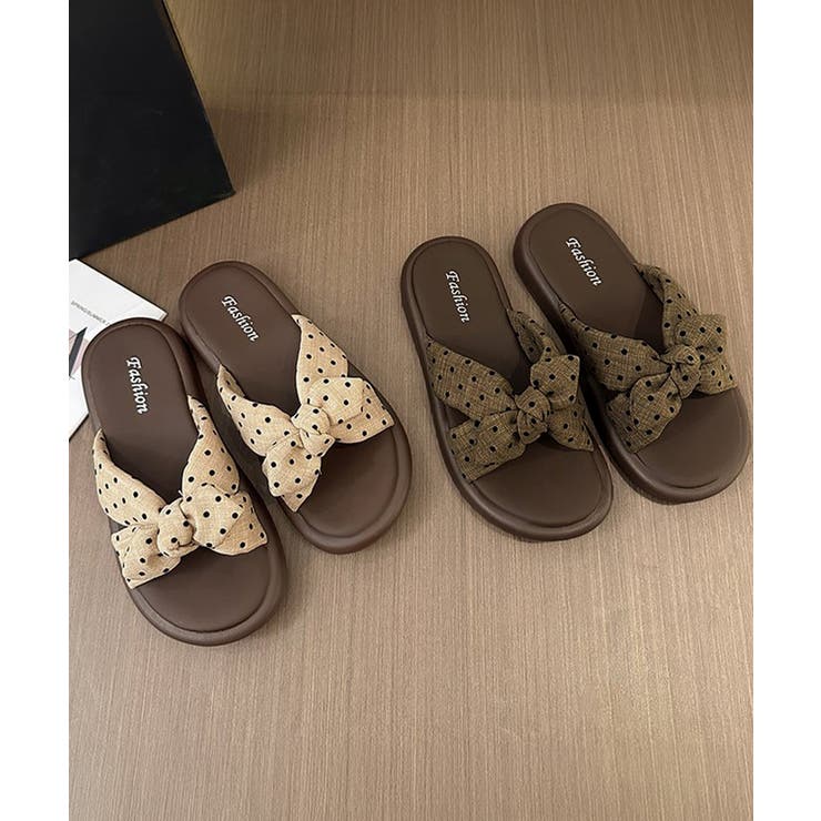 ドット柄リボン厚底サンダル大人可愛い夏靴 | Miniministore | 詳細画像12 