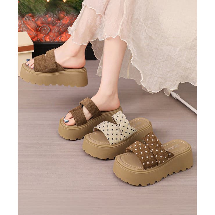 厚底サンダル ドット柄ミュールサンダル夏 | Miniministore | 詳細画像13 