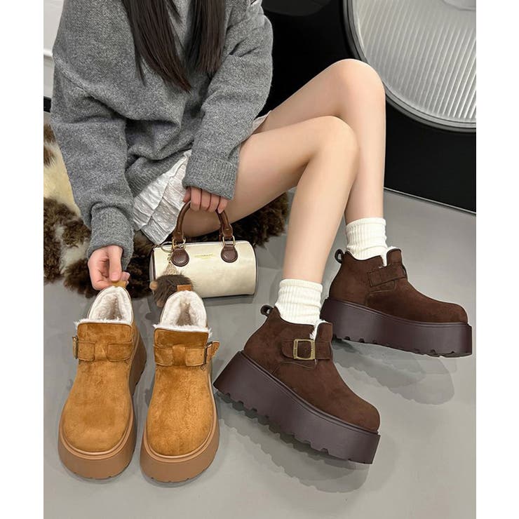 厚底ムートンブーツボアショートブーツ防寒 | Miniministore | 詳細画像22 
