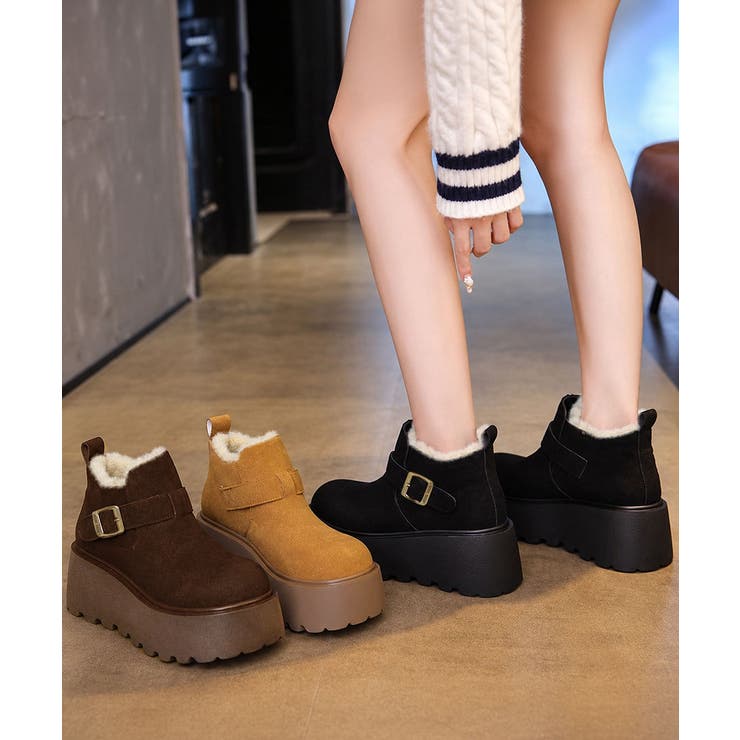 厚底ムートンブーツボアショートブーツ防寒 | Miniministore | 詳細画像9 