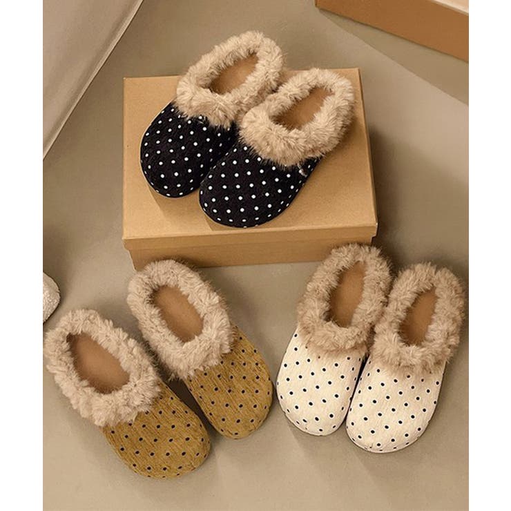 ドット柄ファーサンダルサボサンダル秋冬靴 | Miniministore | 詳細画像13 