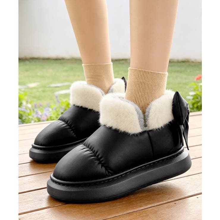 ファーブーツリボン厚底ショートブーツ防寒 | Miniministore | 詳細画像7 
