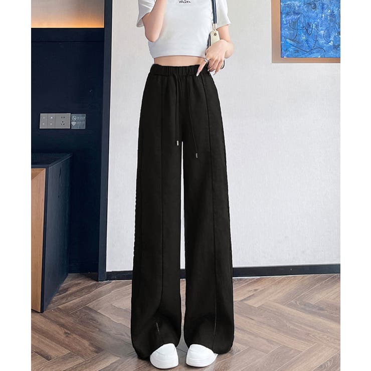 花柄レース切替 リネンタッチワイドパンツ | Miniministore | 詳細画像7 