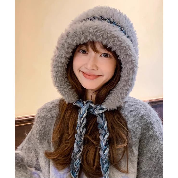 グレー | 暖かいニット帽ファーキャップもこもこ帽子 | Miniministore