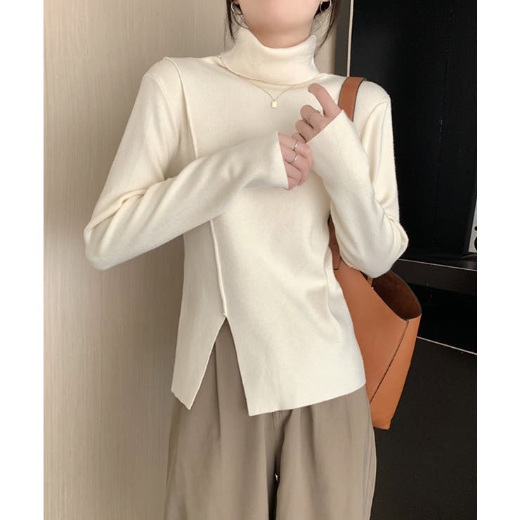 アイボリー | タートルネックニットトップス レディース | Miniministore