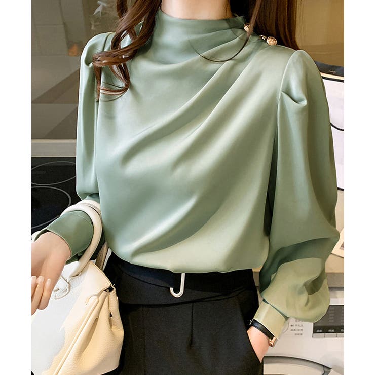 ミント | ドレープブラウス 韓国風ブラウスきれいめ | Miniministore