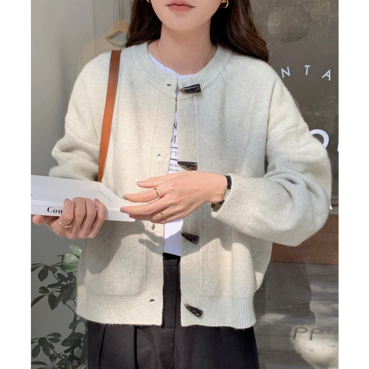 アイボリー | 韓国風トグルボタンニットカーディガン秋冬 | Miniministore