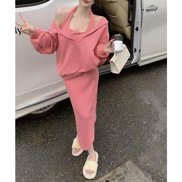 ピンク | 薄手スウェット上下春夏セットアップ韓国風 | Miniministore