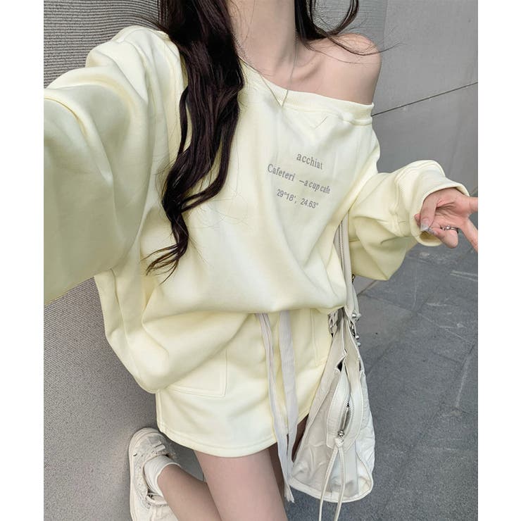 クリーム | 英字ロゴスウェットセットアップ大人可愛い | Miniministore