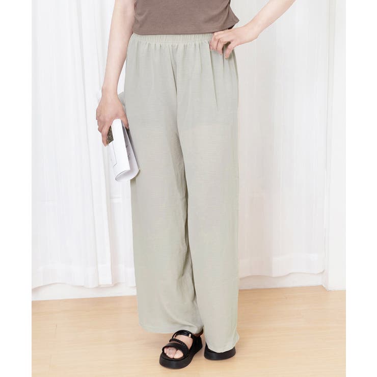 綿麻風ワイドパンツ レディース きれいめ | Miniministore | 詳細画像17 