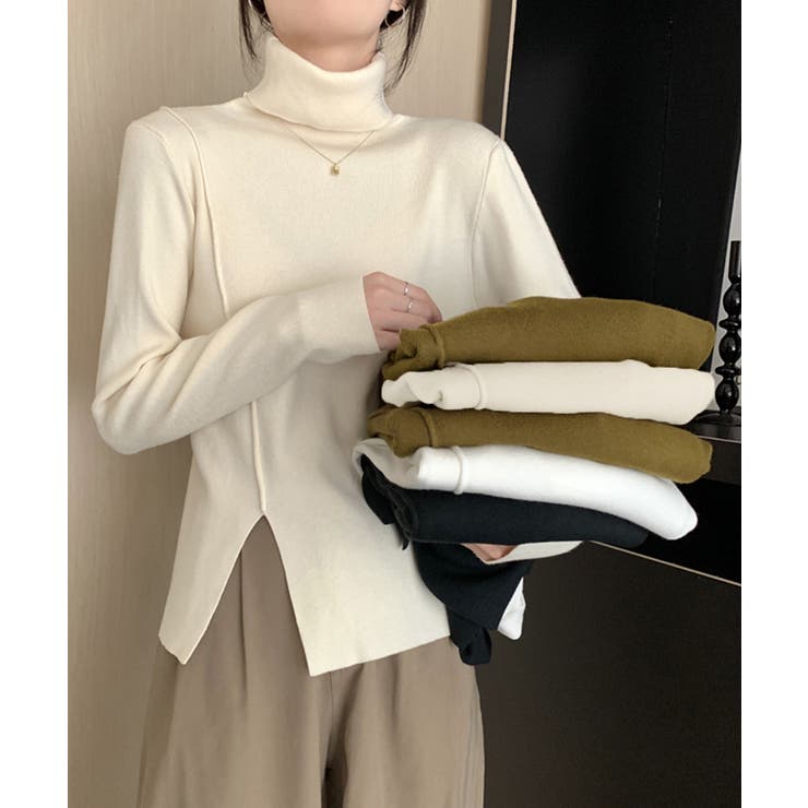 タートルネックニットトップス レディース | Miniministore | 詳細画像1 