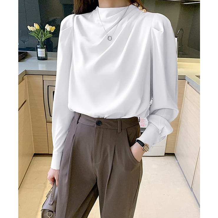 ドレープブラウス 韓国風ブラウスきれいめ | Miniministore | 詳細画像3 