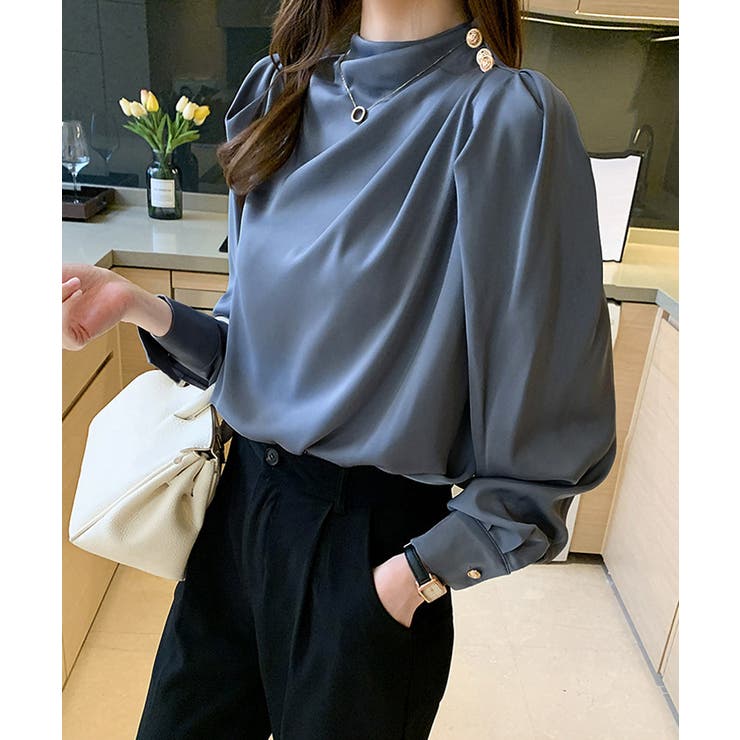 ドレープブラウス 韓国風ブラウスきれいめ | Miniministore | 詳細画像8 
