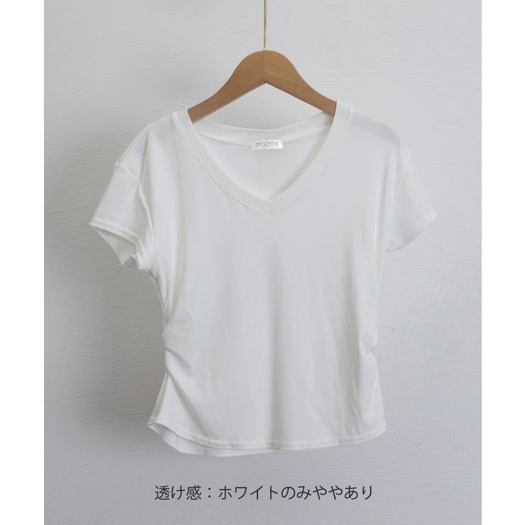 サイドギャザーtシャツ半袖トップス韓国風 | Miniministore | 詳細画像15 