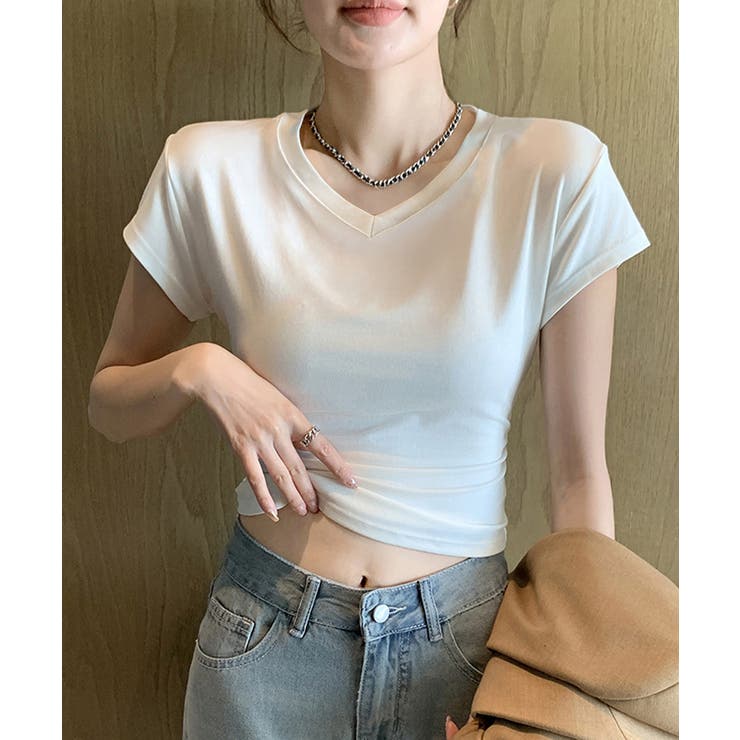 サイドギャザーtシャツ半袖トップス韓国風 | Miniministore | 詳細画像3 