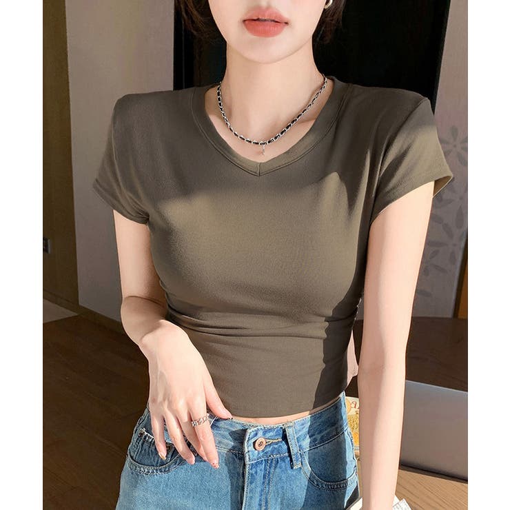 サイドギャザーtシャツ半袖トップス韓国風 | Miniministore | 詳細画像7 