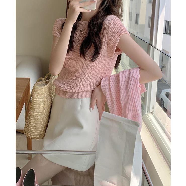 フレンチスリーブサマーニットトップス夏服 | Miniministore | 詳細画像12 