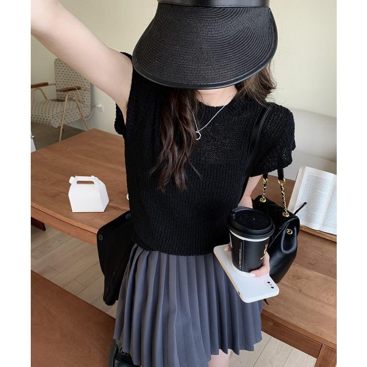 フレンチスリーブサマーニットトップス夏服 | Miniministore | 詳細画像3 