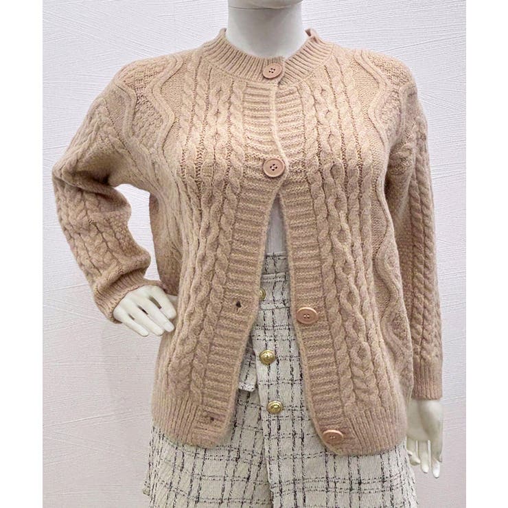暖かいケーブル編みニットカーディガン秋冬 | Miniministore | 詳細画像10 