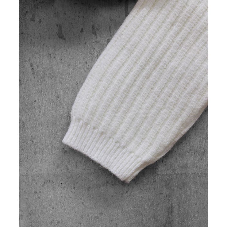 Vネックリブニットトップス 暖かいニット | Miniministore | 詳細画像18 