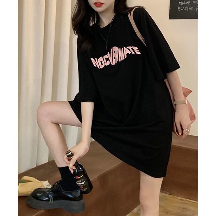  JEANS ロゴ ミニ Tシャツワンピース tommy jeans（トミー ジーンズ）の「オーバーサイズロゴリンガー