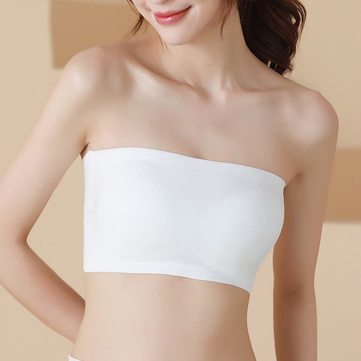 ホワイト | 無地 シームレスチューブトップブラ | Miniministore