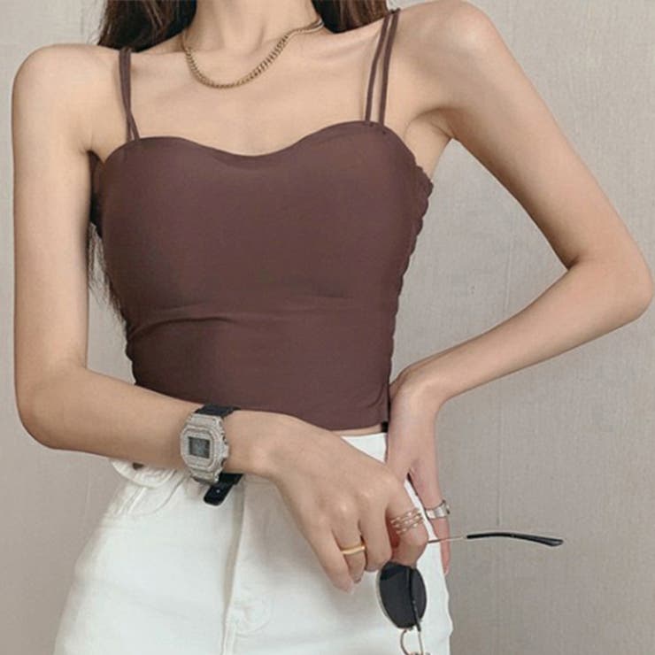 ブラウン | シンプル 無地 カップ付キャミソール | SUNSHINE CLOSET