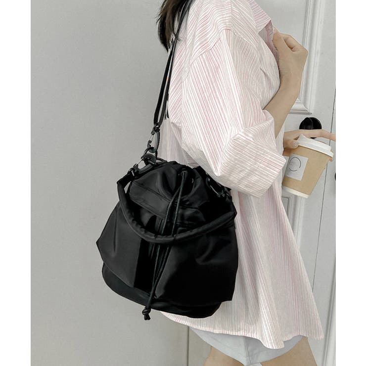 ブラック | ショルダーバッグ 巾着デザイン バケツ型 | SUNSHINE CLOSET